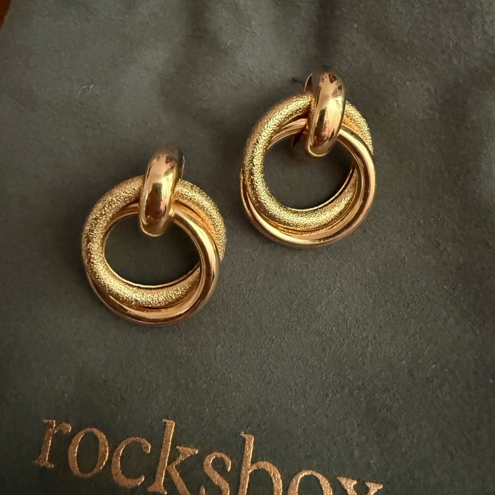 Gold Double Hoop Earrings with Polished Finish